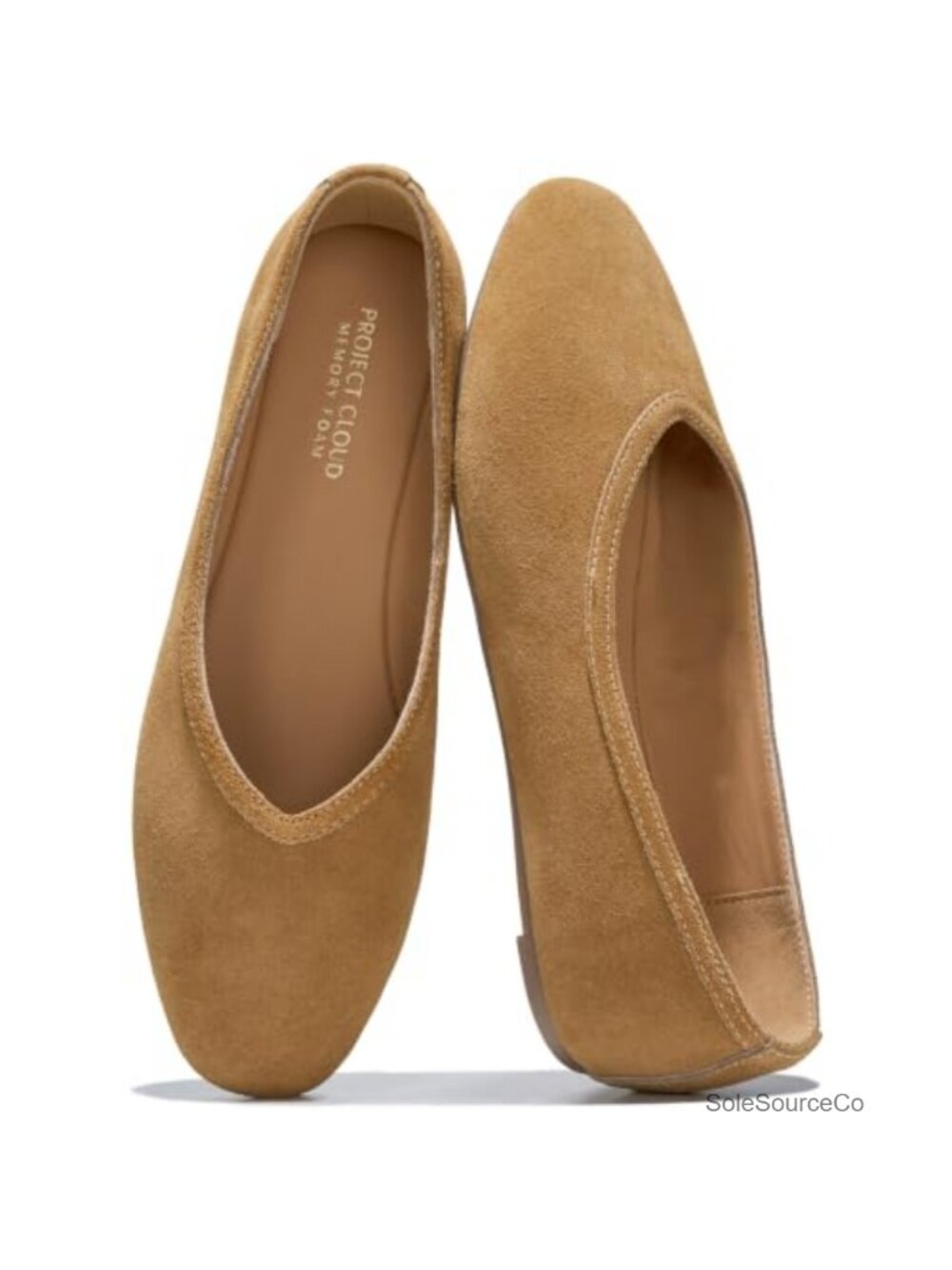 Genuine Leather Ballet Flats for Women Memory Foam Comfort Slip-On